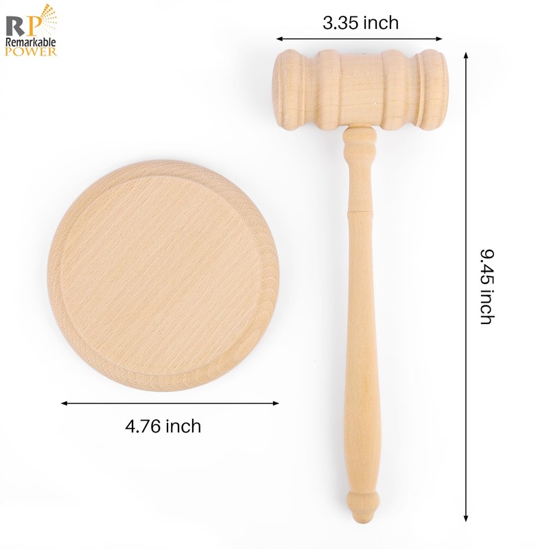 RP Remarkable Power, Gavel and Block Set Wooden Handcrafted Judge