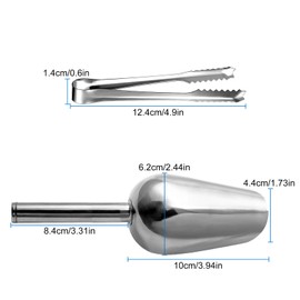 LICQIC 4 Pcs Stainless Steel Sweet Scoops and Tongs Set, 2 Pcs Candy Scoops and 2 Pcs 5in Tongs, for Dessert Buffet Kitchen Wedding Party