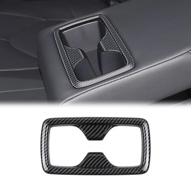 Hyorabyn Carbon Fiber Pattern Center Console Car Accessories for Toyota Grand Highlander 2024 2025 Rear Water Cup Holder Cover ABS