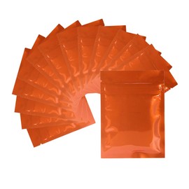 4CP 100 Pcs 3.3x5.1 inch Resealable Mylar Bags for Food, Smell Proof Bags, Foil Pouch Double-Sided Flat Bag Heat Sealable for Packaging Glossy, Orange