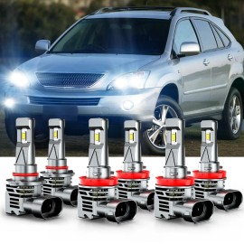 CHUSYYRAY For Lexus RX400h 2006-2008 6X 9005+H11+H11 LED Headlights + Fog Light Bulbs Kit