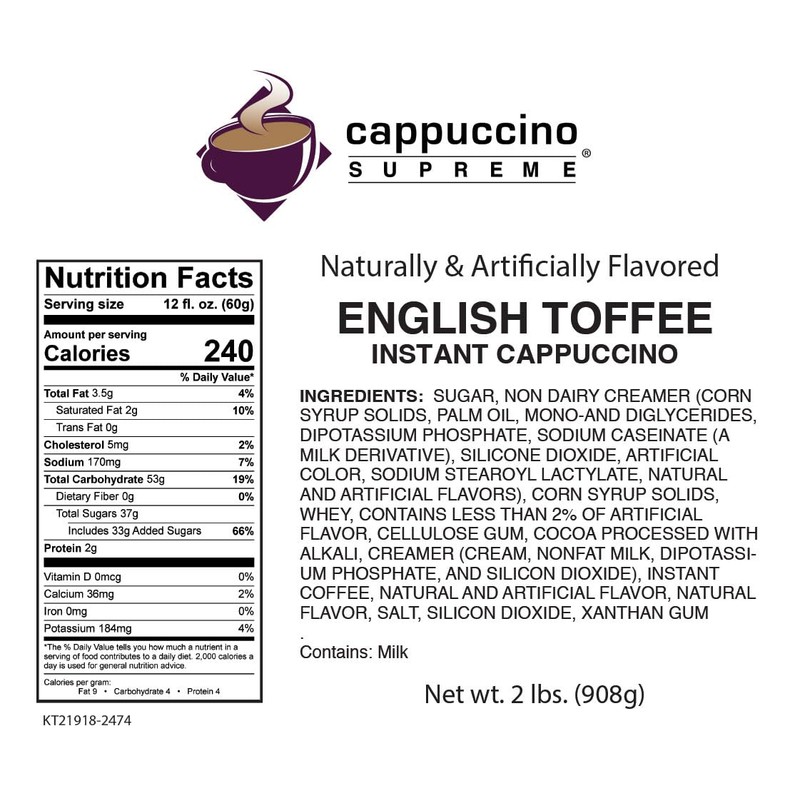 Cappuccino Supreme English Toffee Instant Cappuccino Mix 6 x 2