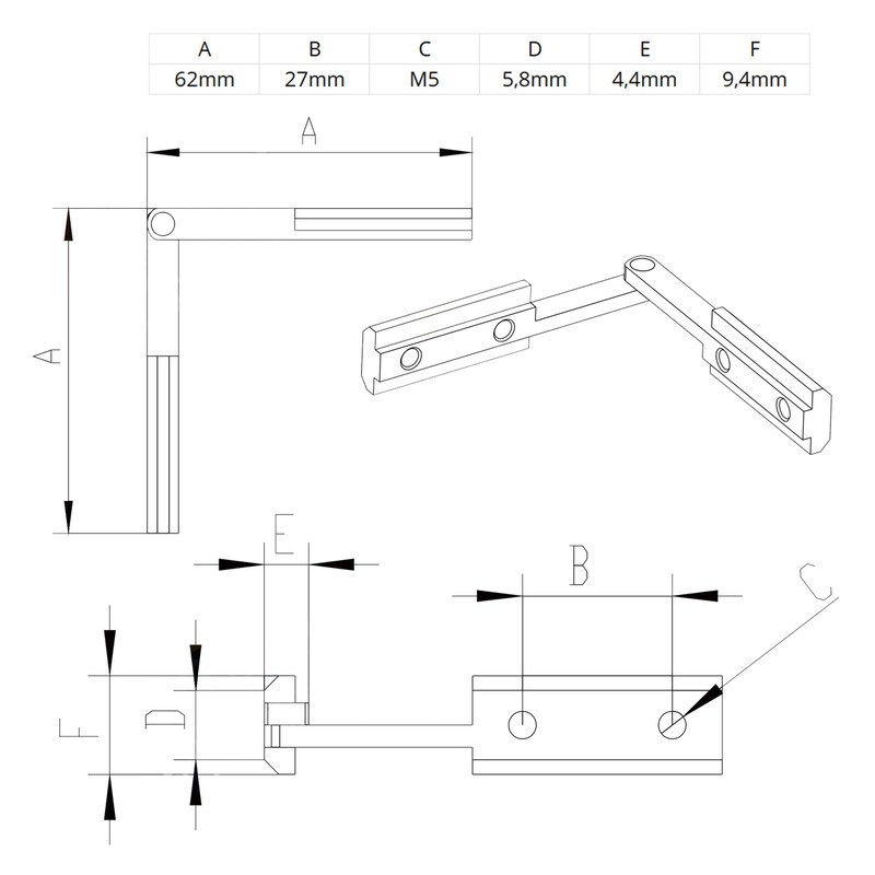 Gelenkverbinder Profilverbinder Nut 6 Nutverbinder für Aluprofil 20-er - 10