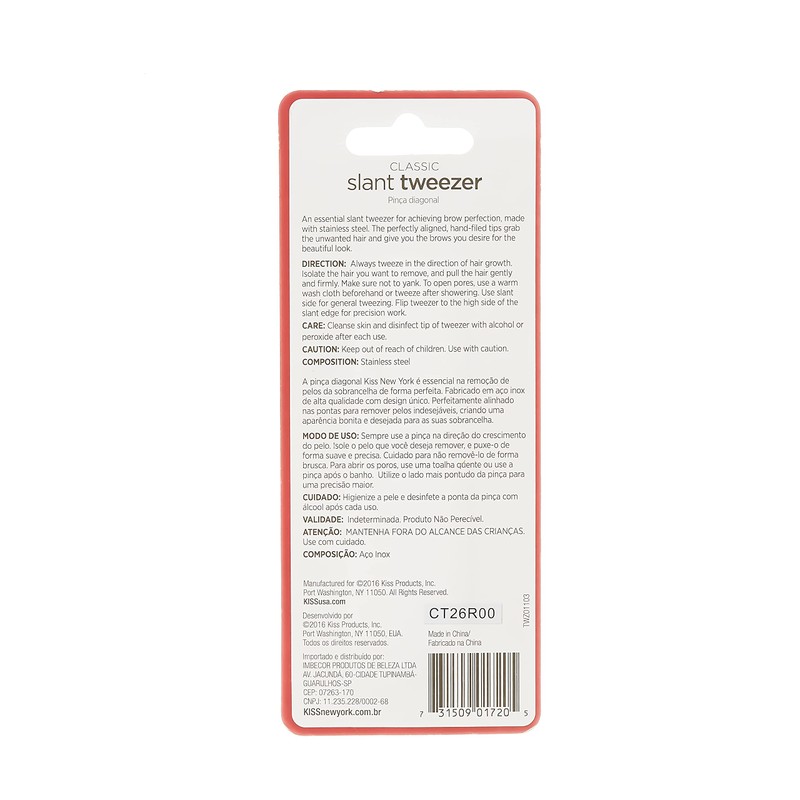 Kiss New York Tweezer Premium Precision Slant Tip TWZ01