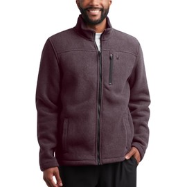 Spyder Men's Brushed Heather Fleece Jacket - Midweight Zip Up Jacket with Fleece Exterior and Sherpa Bonded Interior (S-XXL), Size Large, Black
