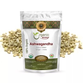 Organic Way Ashwagandha Root Cut & Sifted - Organic, Kosher & USDA Certified - 1/2 LBS