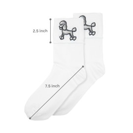 InnoBeta Bobby Poodle Socks, with Embroidered Logo, 50s Costumes for Adult Women Men White Sock Hop Socks