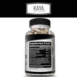 Kaya Naturals Premium Mushroom Complex Potent - Mushroom Supplement - Mushroom Complex Capsules 1995mg Per Serving - Aids Mental Clarity Supports Immune System, Wellness & Vitality - 180 Count