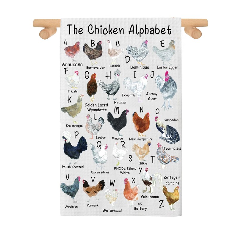 A-Z Chicken Dish Towel - Funny Chickens Gift For Lover