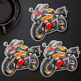 Honda CBR1000RR 2006-2007 Stickers Set of 3 Kiss-Cut Motorcycle Decals - 2006-2007 Repsol