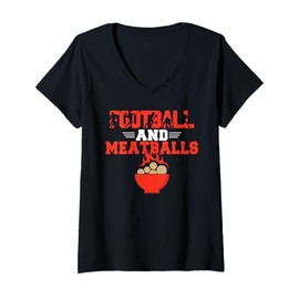 Womens Football and Meatballs V-Neck T-Shirt