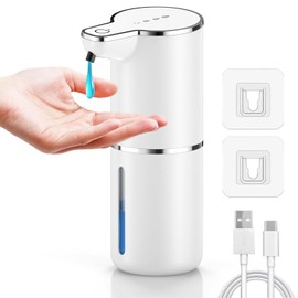 maxtachi Automatic Soap Dispenser, 1200 mAh Electric Soap Dispenser with Infrared Sensor, 4 Levels, Adjustable Automatic Soap Dispenser, Wall Mounting, IPX5 Waterproof for Kitchen, Bathroom, School