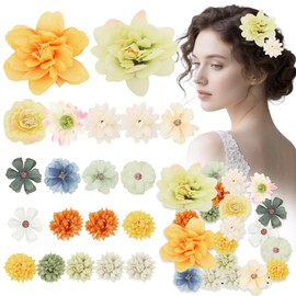 Wanciler 20pcs Flower Hair Clips - Boho Artificial Floral Hair Accessories for Wedding, Parties, Decoration