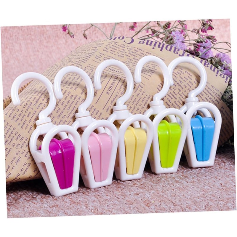 10Pcs Colorful Portable Plastic Strong Swivel Hook Rotating Laundry Hanging