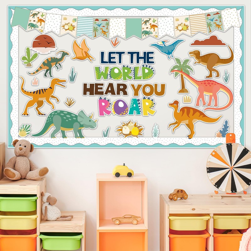 ojustbeok 60pcs Dinosaur Bulletin Board Classroom Decorations Summer Animal Let