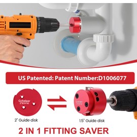 PVC Fitting Saver with 1-½-Inch and 2 Inch Head Aluminum, PVC Pipe Reamer, PVC Socket Saver with 0.315" Hex Shaft, For Water Lines, Drain Lines, Vent Lines