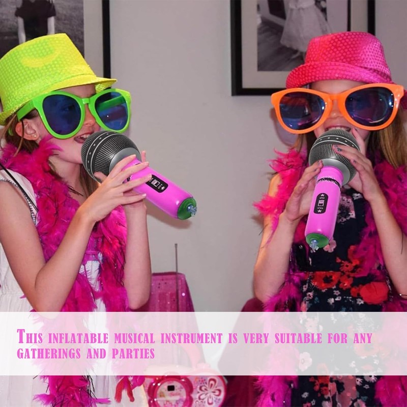 EWRGIJ Inflatable Guitar & Microphone, 16pc Party Props, Blue &