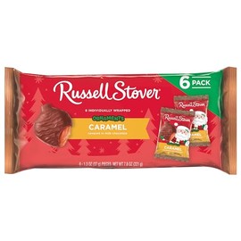 Russell Stover Milk Chocolate Caramel Ornaments, 6 Individually Wrapped 1.3 Oz Ornaments, 7.8 Oz Package