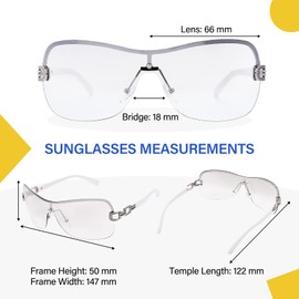 YUKANG y2k Sunglasses for Men Women, Vintage Rimless Glasses for Women, Y2K Wrap Around Sunglasses with UV400, klar
