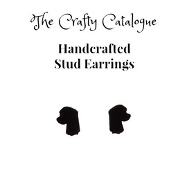 Adorable Handcrafted Simple Black Dog Stud Earrings made from Plant-Based Polymer Resin Unisex/Men's/Woman's/Child Stainless Steel Posts (Cocker Spaniel, Gold)