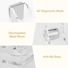 MATEPLUS 2-Piece Acrylic Office Tape Dispenser, Transparent Tape Dispenser Kit with Non-Slip Rubber Bace, 1 Inch Core Morden Accessory for Stylish Desk at Home, School, Office-Silver