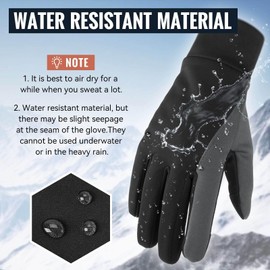 OZERO Warm Winter Gloves: Anti Slip Touchscreen Gloves Waterproof and Windproof Thermal Cycling Glove Cold Weather Running Gloves for Men Women Outdoor Walking Biking Driving - Black (L)
