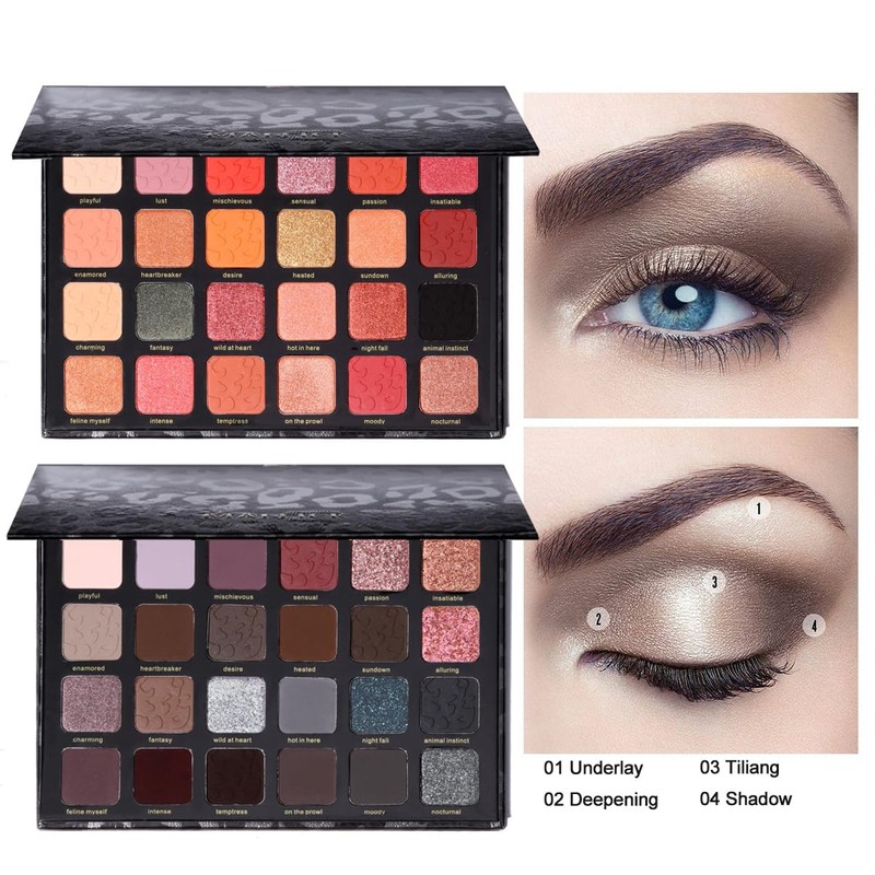 MAFFICK Paleta de Sombras de Ojos, 24 Colores, Acabado Mate