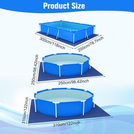 YIZHIXIANGQ Pool groundsheet, 300 x 200 cm, pool floor protection tarpaulin, outdoor pool ground cloth, pool ground cloth, suitable for rectangular swimming pools, protect the bottom of your pool