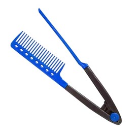 Peine Alaciador Azul para Planchar Cabello Tenaza Estilista Profesional Herramienta de Alaciado Rápido Peine Recto para Pelo Liso                     