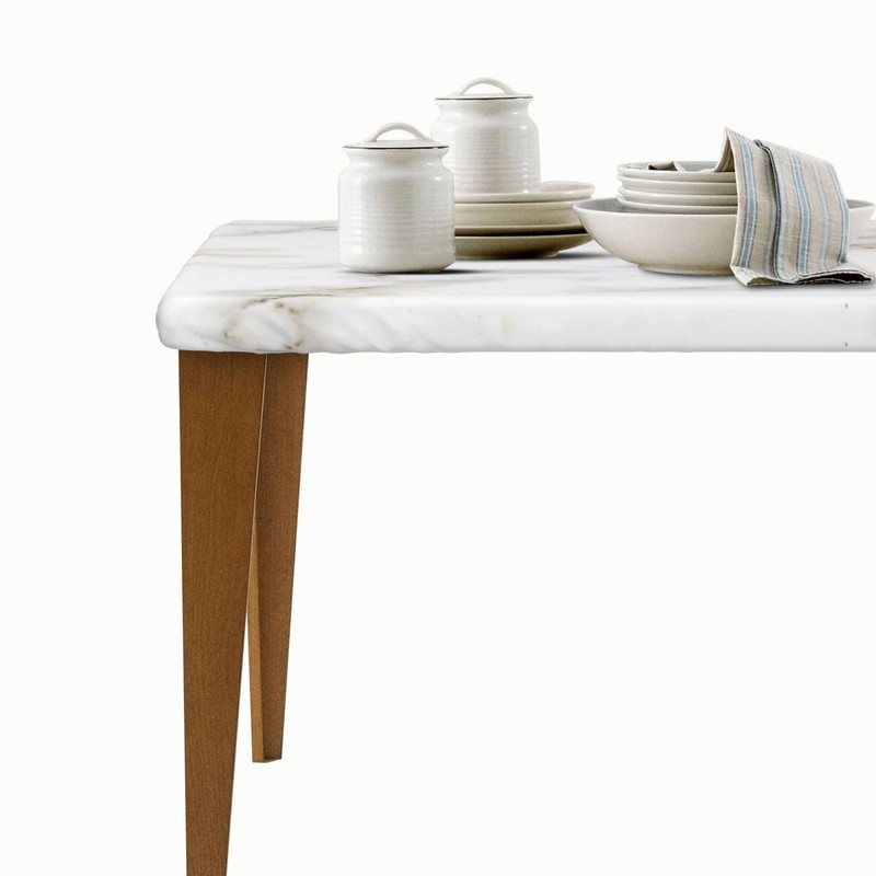 White Marble Texture Rectangular Tablecloth with Elastic Edge 4FT Waterproof