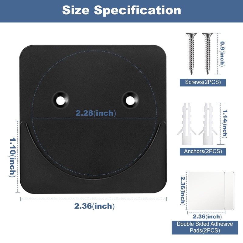 2 Pack Adhesive Shower Rod Holders, Black Transparent Rod Retainer
