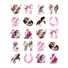Pink Western Cowgirl Bow Nail Art Decals - Waterslide Nail Decals (Child 0.2" inches)