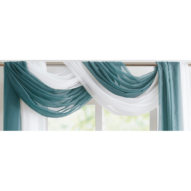 Warm Home Designs Double Window Scarves Bundle. Each White &