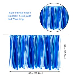 WANDIC Ribbon Tassel Garland, Blue Fabric Banner Backdrop Bunting Hanging Decoration for Baby Shower, Weddings, Birthday, Anniversary, Graduation Party Decor