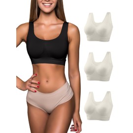 Love My Fashions® Padded Sports Bras Women 1 and 3 Pack Super Comfort Seamless Bralette Wireless Sleep Yoga Workout Bra for Ladies