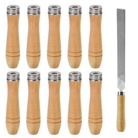 File Handle, Wooden File Handle, Pack of 10 Wooden Handle File, 4 mm File Handle with Strong Metal Collar, Replacement File Cutting Tool, Hardwood, File Handle, Garage, Woodworking, Carpenter Tool