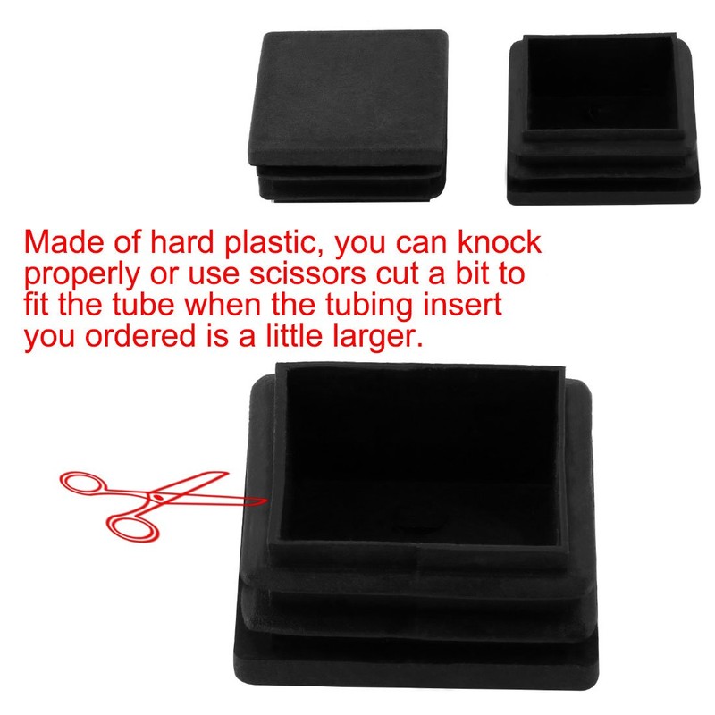 sourcingmap 12 Pieces Black Plastic Square Blanking End Caps Inserts