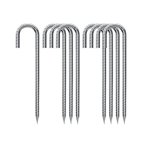 Rebar Stakes J Hook Extra Heavy Duty,【12 inch Long Enough】1/4