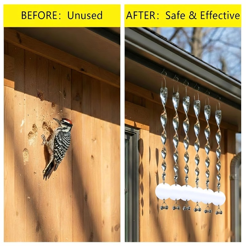 Bird Scare Rods, Silver Hanging Plastic Bird Deterrent Device with