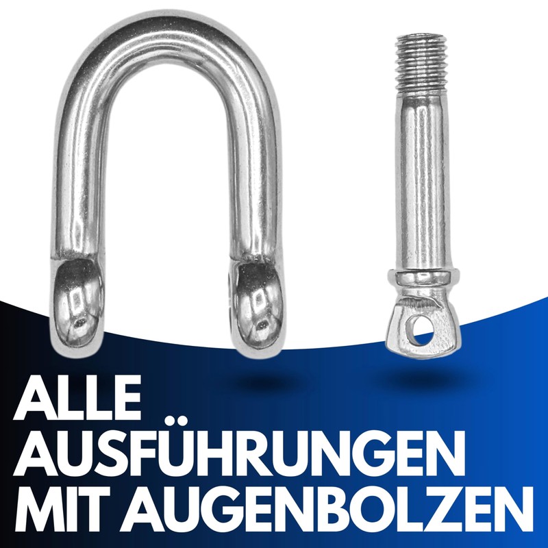 Rustproof Shackles Stainless Steel 4-25 mm Rustproof Shackle V4A Stainless