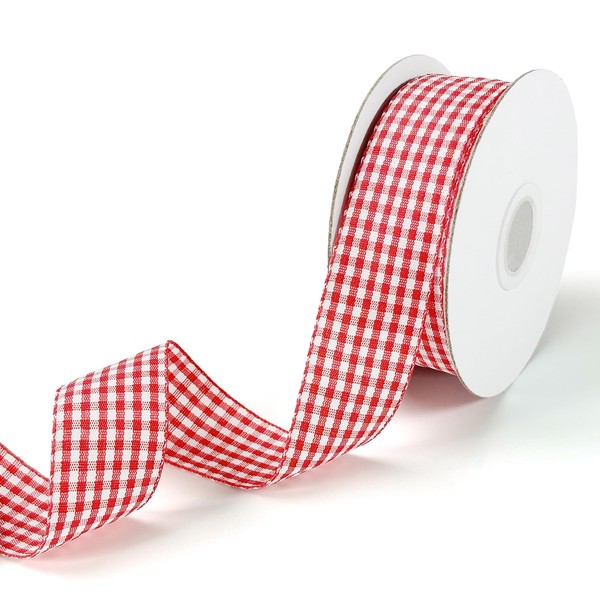 PQZKLDP Red and White Gingham Ribbon 1 inch Plaid Ribbon