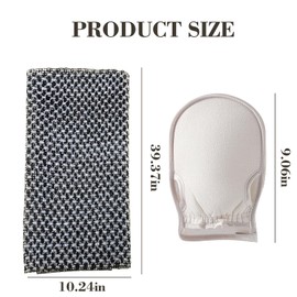 3Pcs Japanese Exfoliating Shower Towels, Back Scrubber Bath Set, Extra Longexfoliating Cloth with Exfoliating Glove, Dual-Use for Lathering and Deep Scrubbing, Ideal for Sensitive Skin