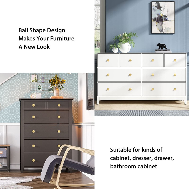 goldenwarm 10 Pack Gold Cabinet Knobs Kitchen Drawer Knobs -