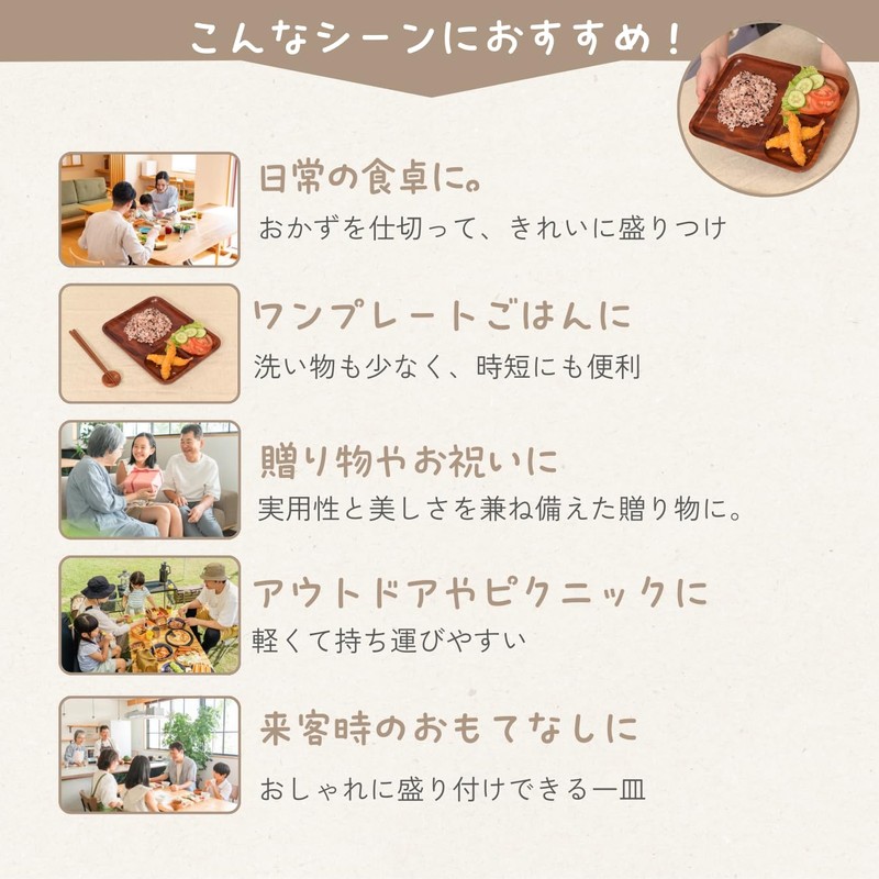 Tokunari TBI-101 Lunch Plate (Wooden Lacquered / 10.2 x 7.9