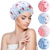 4 Pcs Lined Shower Caps Reusable Bath Caps for Women