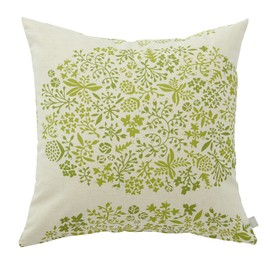 Quarter Report Cushion Cover Cotton Linen Material Paradis Green Approx. 17.7 x 17.7 inches (45 x 45 cm) Floral Pattern Plant Pattern Zipper Closure [Made in Japan]