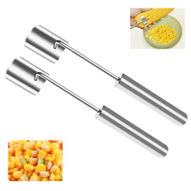 Corn Peeler,New Long Handle Stainless Steel Corn Stripper Tool, Corn on the Cob Remover, Corn Peeling Tool,Corn Cutter to Cut Corn off the Cob,Suitable for Kitchen and Outdoor Dining (2 Pcs)