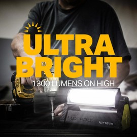 LUXPRO Pro Series 1300 Lumen Directional Pivoting Work Light - Battery Powered Work Light for Up to 40 Hours of Use - Portable Light for Camping, Garage, and More