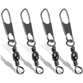 Fishing Snap Swivel Barrel Swivel Snap-100pcs Fishing Connector Snap Swivels Solid Rings Fishing High Strength Fishing Accessories Fishing Tackle (Black/Gold) (Black, 12-100pcs)