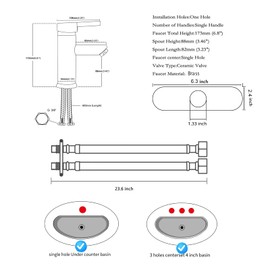 Black Bathroom Sink Faucet Single Handle One Hole Bathroom Faucet Brass Bath Vanity Lavatory Faucet Deck Mount Commercial with Water Supply Hose